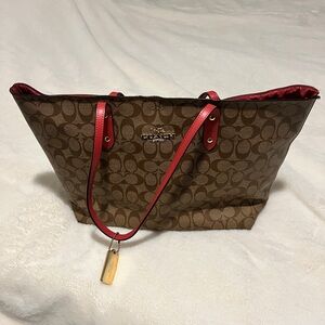 Coach Signature Tote in Brown and Pink